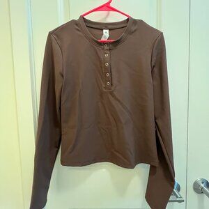 90 Degree By Reflex Womens Skylar Ribbed Henley & Ribbed Arianna Long Sleeve Top